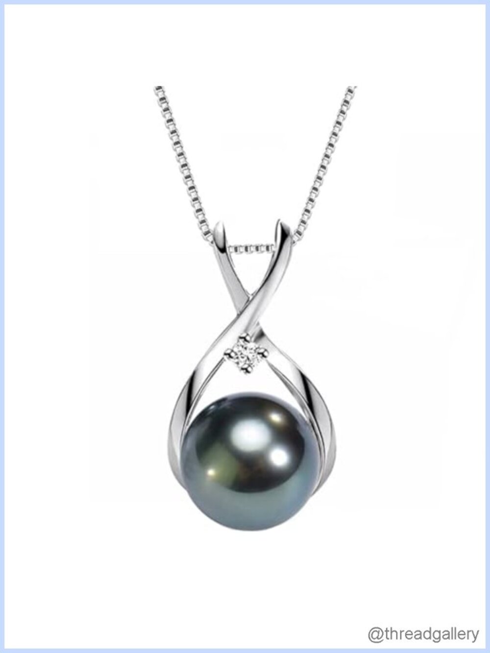Tahitian Black Pearl Pendant Necklace 925 Sterling Silver 18K Gold Plated